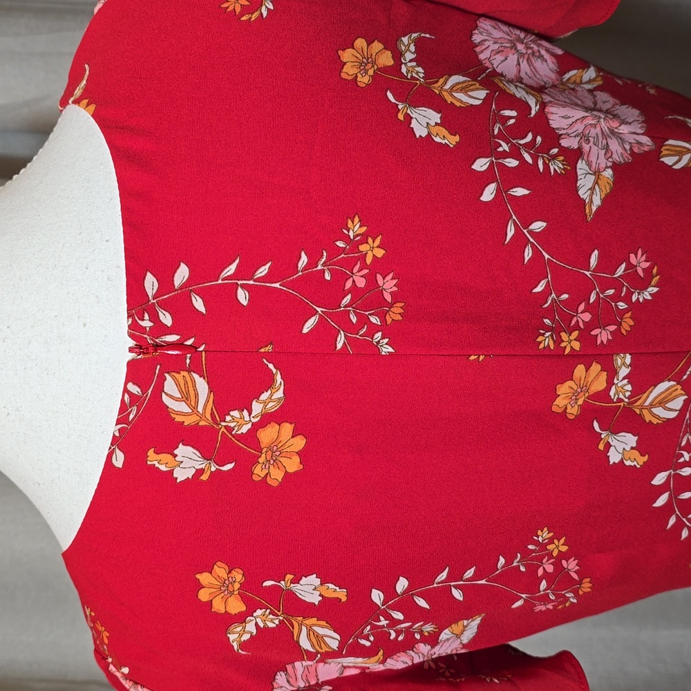 BB Dakota Hyper Bloom Printed Mini Dress In Scooter Red - Picture 6 of 11
